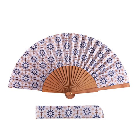 Star Tile Pattern Satin Hand Fan Ufuq 23 cm
