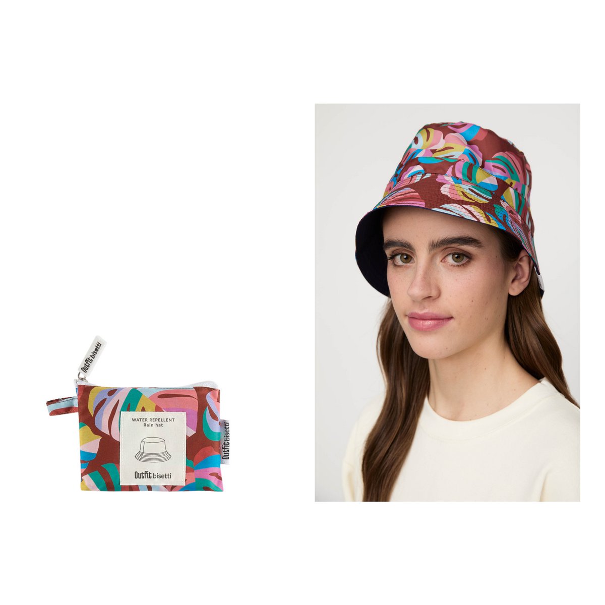 Chapeau pliable imperméable "Tropical" | Recyclé et recyclable | Tenue Météo Bisetti
