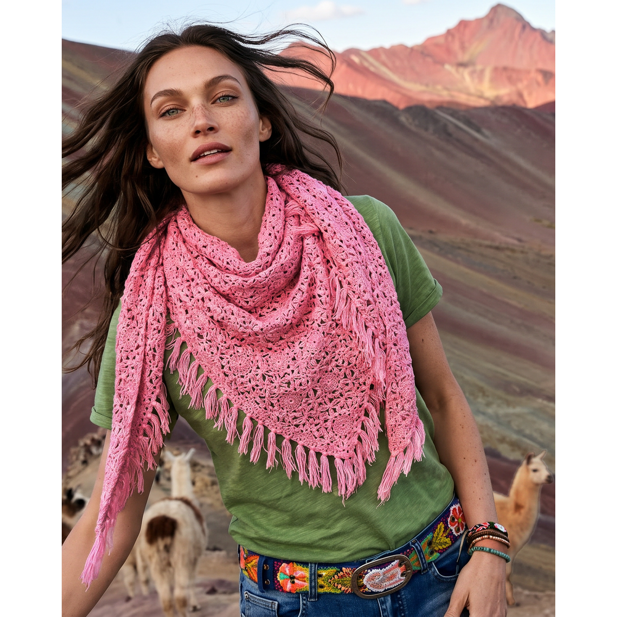Cashmere scarf LA PAZ hand crocheted triangle