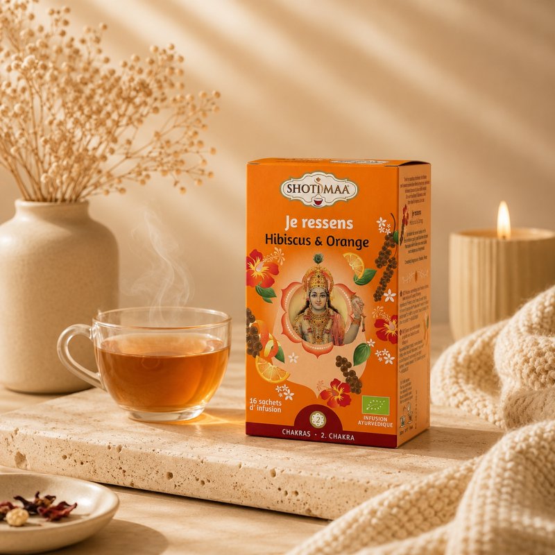 Gamma Chakra di tisane biologiche Je Ressens - Sapori speziati e piccanti - Risveglia i sensi - Ispira creatività, immaginazione e passione