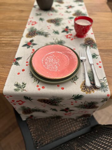 Lichte kersttafelloper, verschillende maten | Gouden den