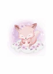 Affiche Aquarelle Renard (rose)