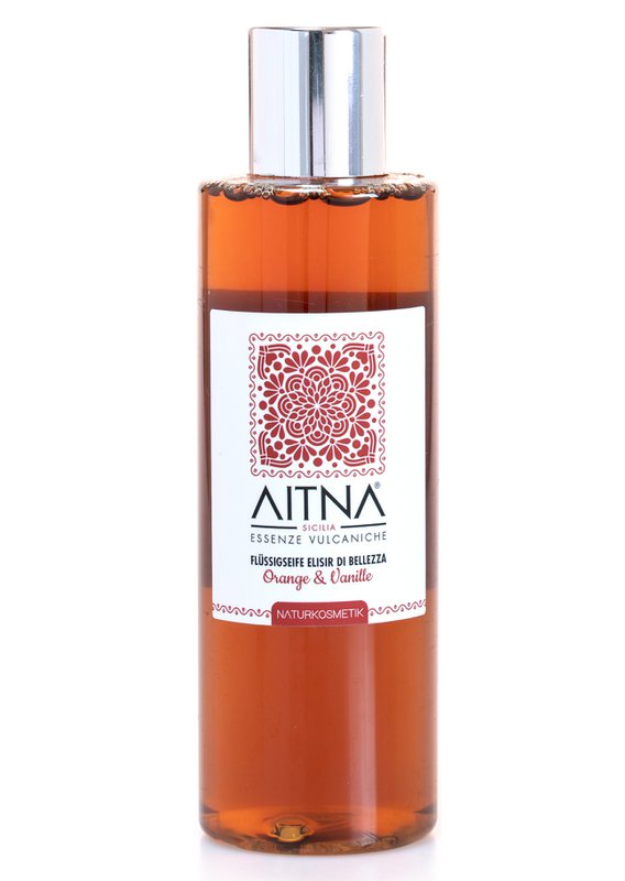 Aitna Natur Jabón Líquido Elisir Di Bellezza para Mujer y Hombre, Naranja y Vainilla Made in Italy Pack de 1, 200ml