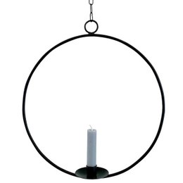  Round black metal hanging candle holder, minimalist circular design, modern decorative vase