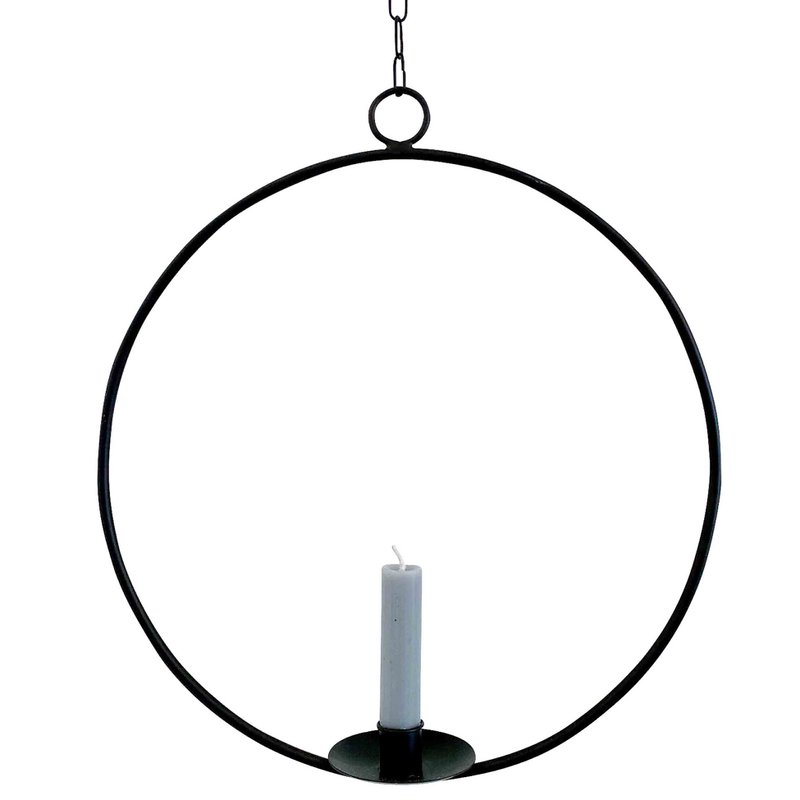 Anello decorativo con vaso/portacandele Ijus rotondo, nero