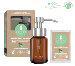 Duschschaum - Starter Set - Bio-Bergamotte Glasflasche/ Silber Pumpkopf