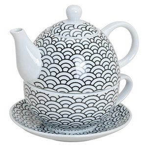 Teekannen-Set Retro aus Porzellan, 3-teilig, 2-fach sortiert H/B/T 15/17/15 cm