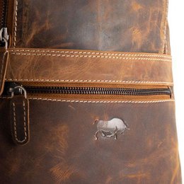 Stylish backpack of natural cognac buffalo leather - robust and versatile backpack, perfect for both daily use and adventurous outings.