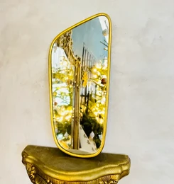Handcrafted Asymmetrical Brass Mirror – Unique Wall Accent | 2 Sizes