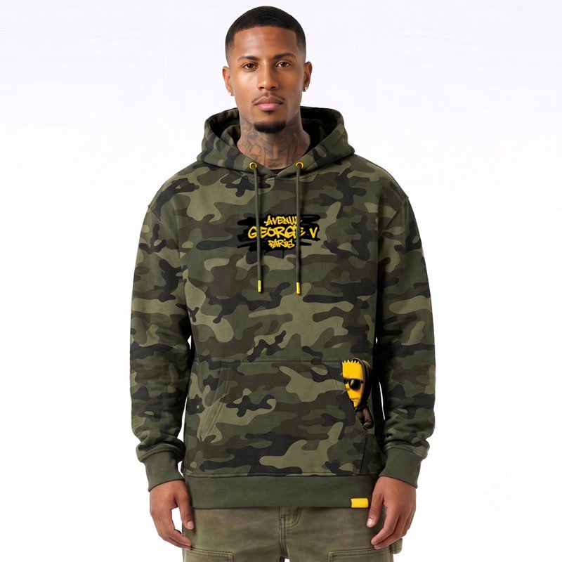 Kapuzenpullover mit Bart-Print Khaki