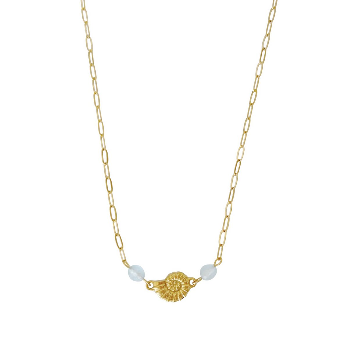 Schelp Ketting Aquamarijn - Goud