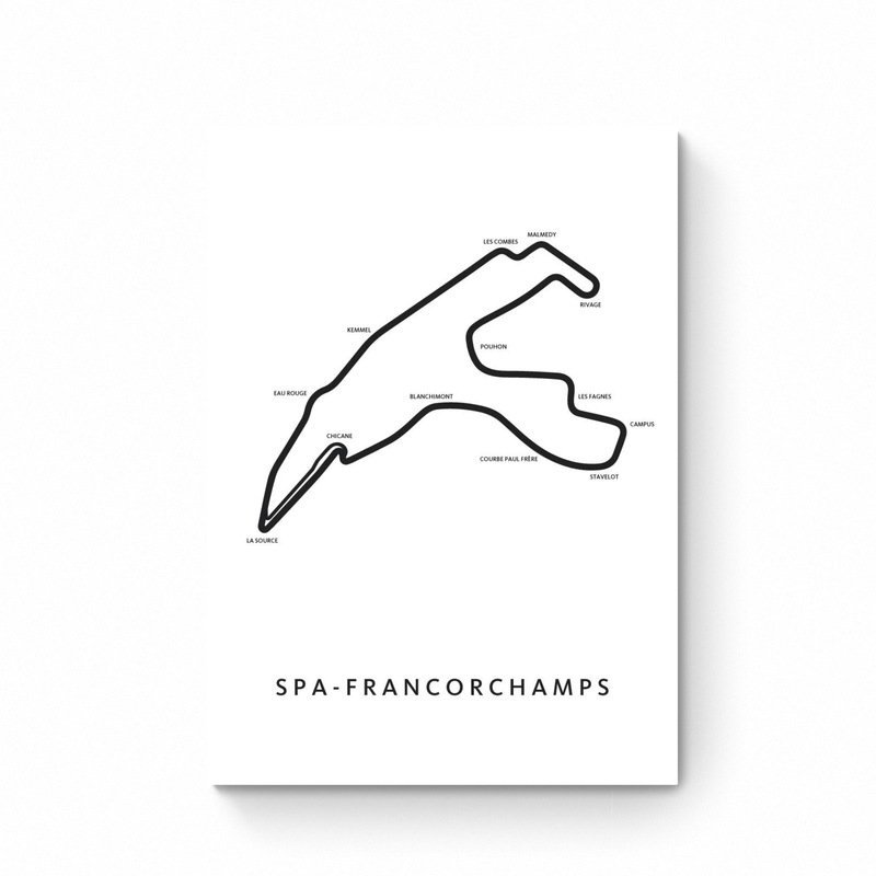 Spa Francorchamps - Mapa del circuito - Blanco - Póster del mapa