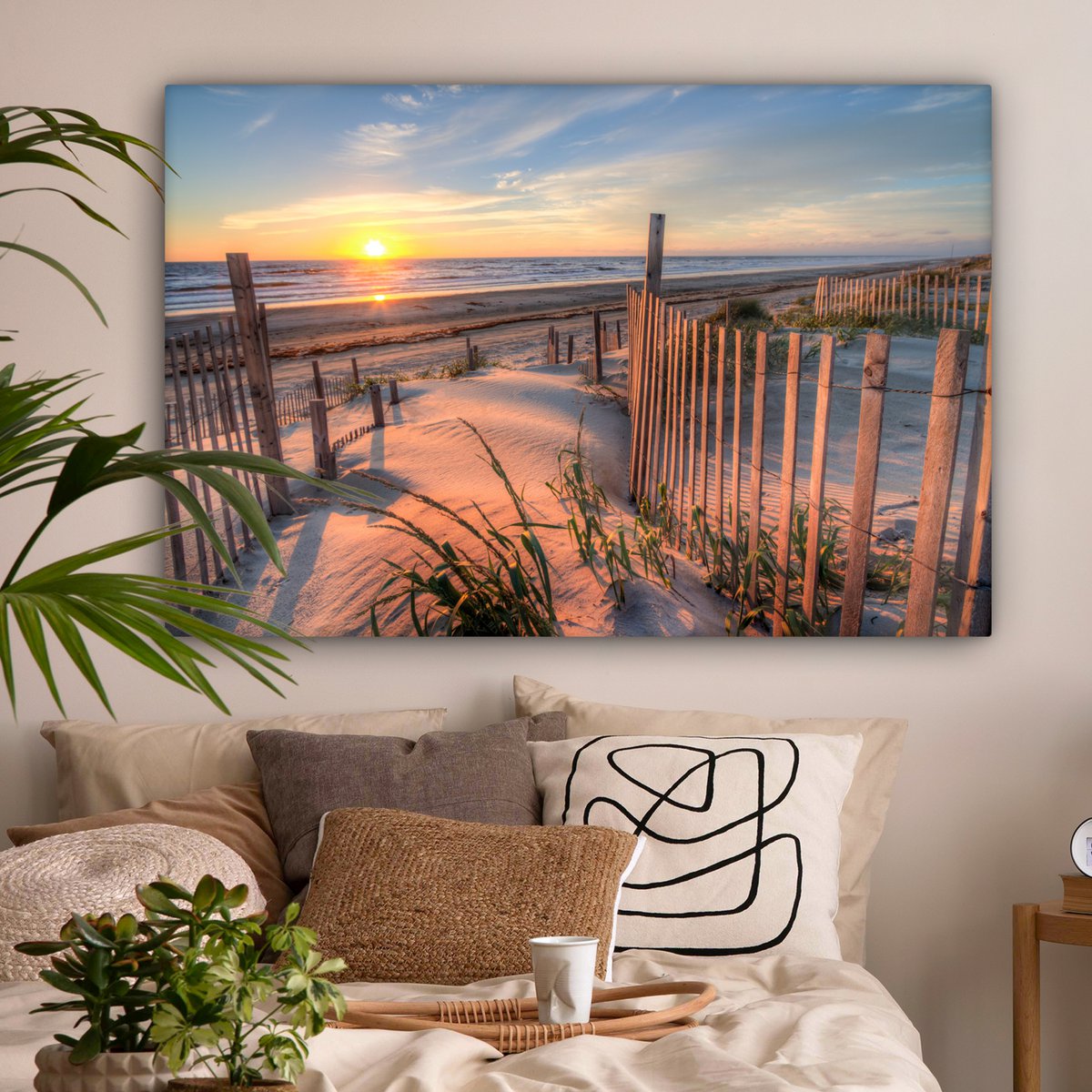 Leinwand Malerei - Wanddekoration - Strand - Meer - Dune - Sonnenuntergang - Landschaft
