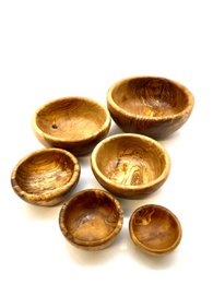 Set van 6 kommen ROND gemaakt van olijfhout