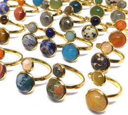 Stainless steel gemstone rings with a setting of 10 and 8mm (10 pieces)