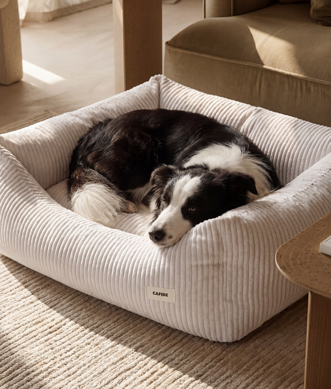 Bone White Corduroy Hundeseng, Snozy