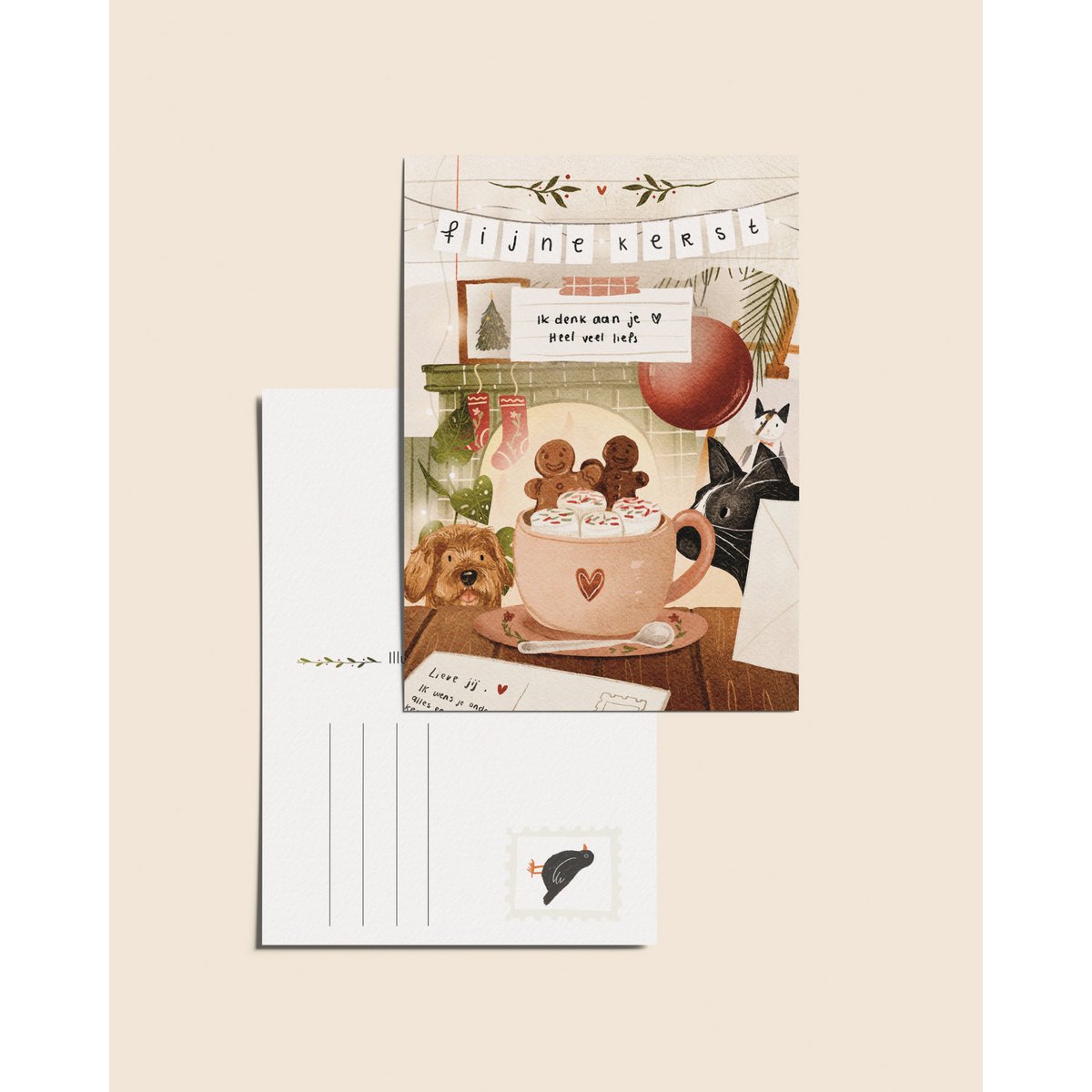 “Thinking of you” – A6 Illustrated Card | 350gsm Tintoretto Gesso