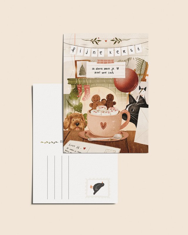 “Thinking of you” – A6 Illustrated Card | 350gsm Tintoretto Gesso