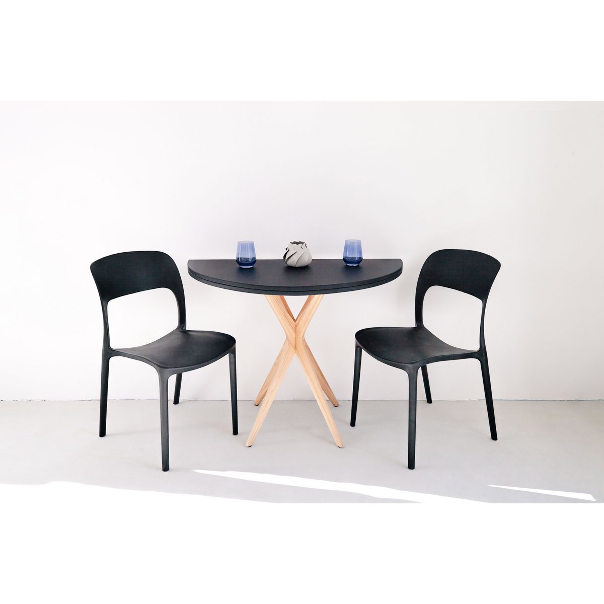 Halve maan uitschuifbare tafel Jubi diverse kleuren verkrijgbaar