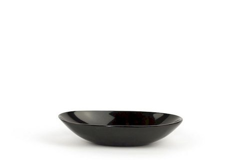 Oval cup in plain black horn