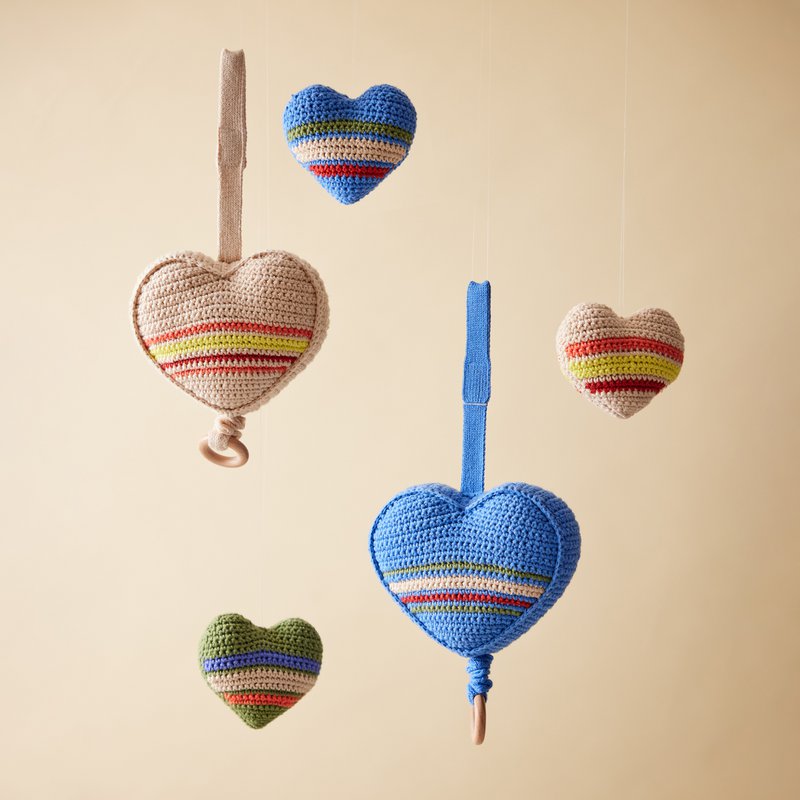 Crochet Music Box Heart Blue
