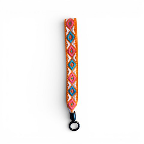 Sleutelhanger - Patroonbandje - Oranje-Roze