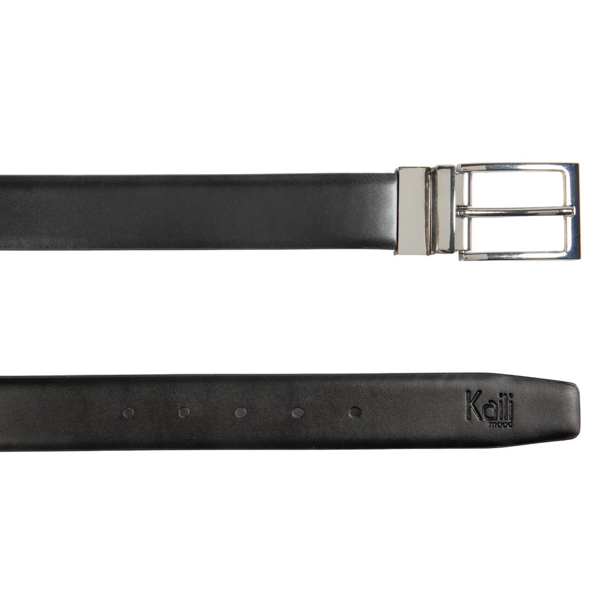 K4002AFB | Doubleface Men's Belt in Genuine Leather, Smooth and Suede. Color Black / Gray. Dimensions: 125 x 3.5 x 0.5 cm (waistline 110 cm). Packaging: rigid bottom/lid Gift Box