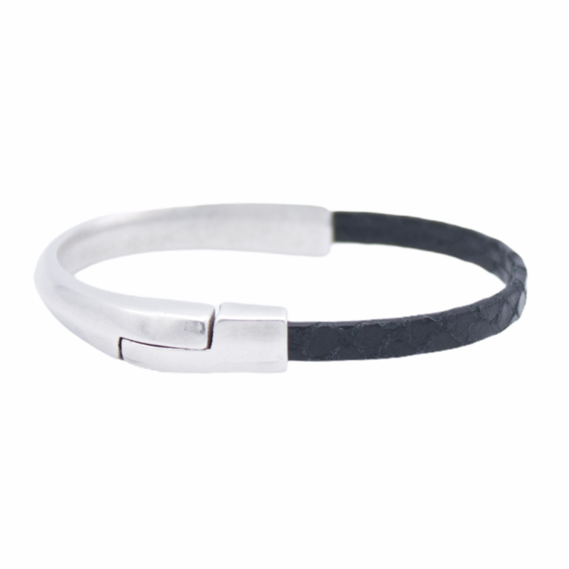 Bracciale in pelle AMACAYACÚ (argento) con chiusura magnetica