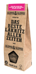 This spicy, salty licorice is the best licorice of all time. The package features bold, rustic typography and a simple black and white design, giving it a premium, artisanal appearance.