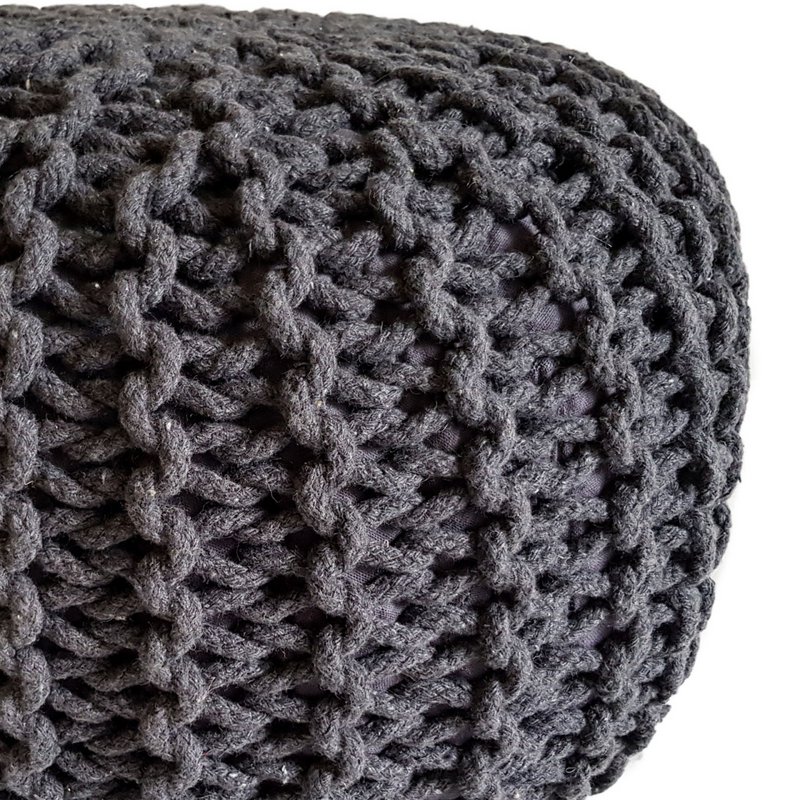 Knitted stool pouf Ø 45 H 30 cm cm seat pouf knitted floor cushion