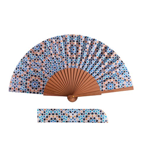 Star Lattice Satin Hand Fan Jawhara 23 cm