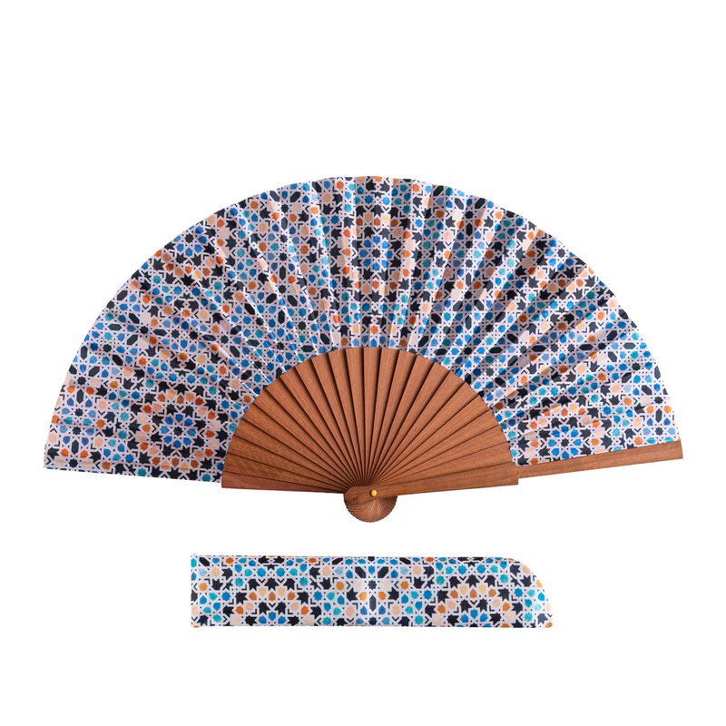 Star Lattice Satin Hand Fan Jawhara 23 cm