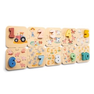 Wooden Number Puzzle Farm