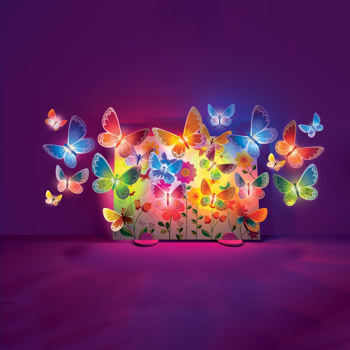 Lærred med 3D Glow Sommerfugle