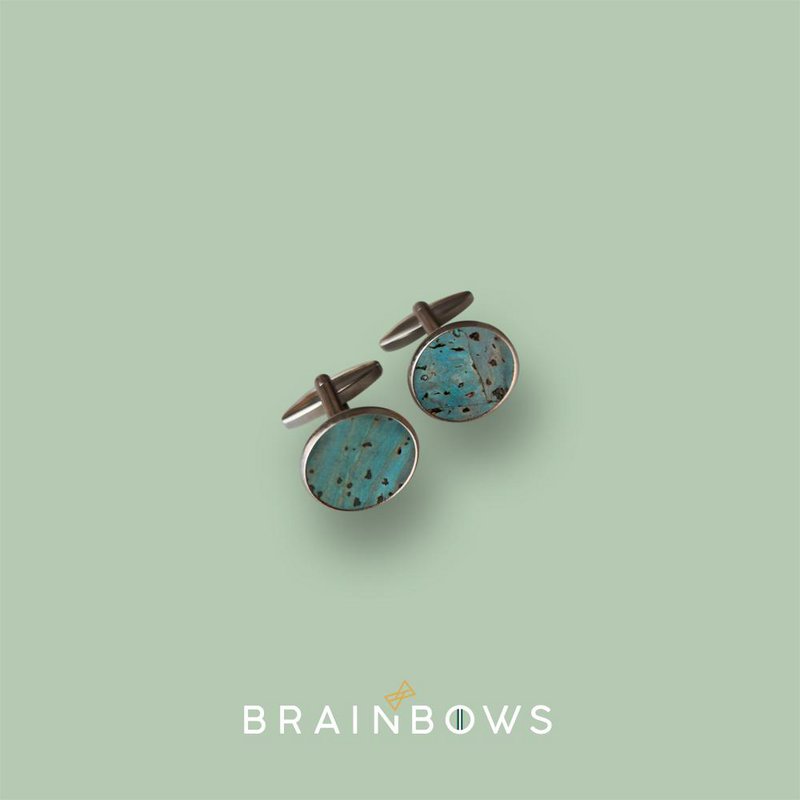 stainless steel CUFFLINKS with cork fabric