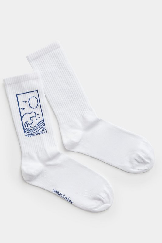 Organic Ocean Socks - White tennis socks with an ocean motif