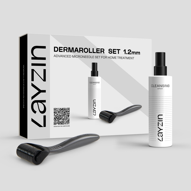 1,2 mm Dermaroller Sæt inklusive rensespray