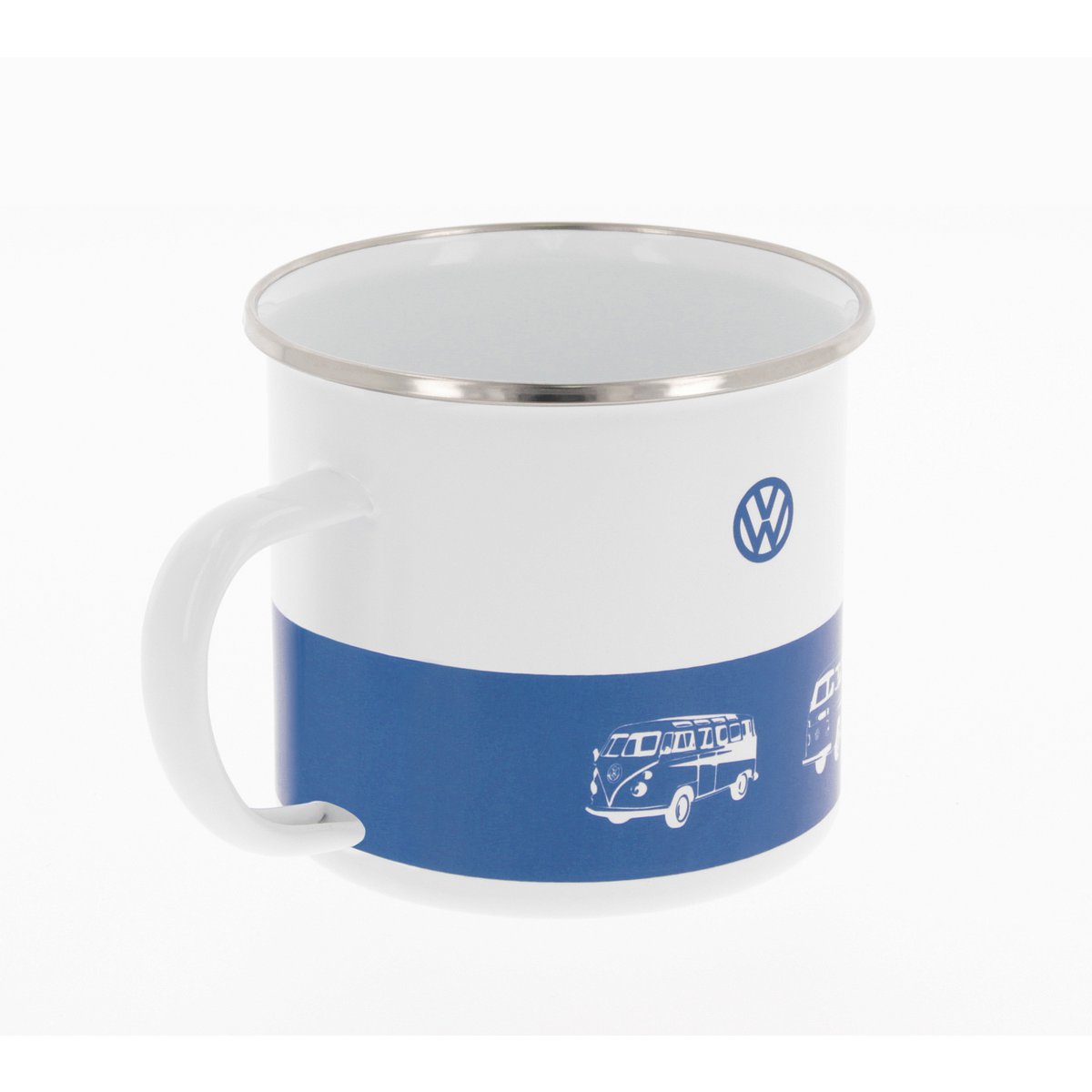 Volkswagen VW T1 Bus Emaille Mok 500ml in Geschenkdoos - Klassieke Bus/Blauw/Wit