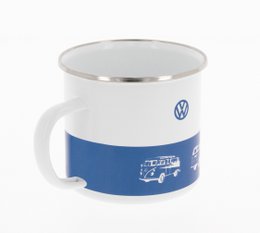 Volkswagen VW T1 Bus Tasse en émail 500 ml dans une boîte cadeau - Bus classique/Bleu/Blanc