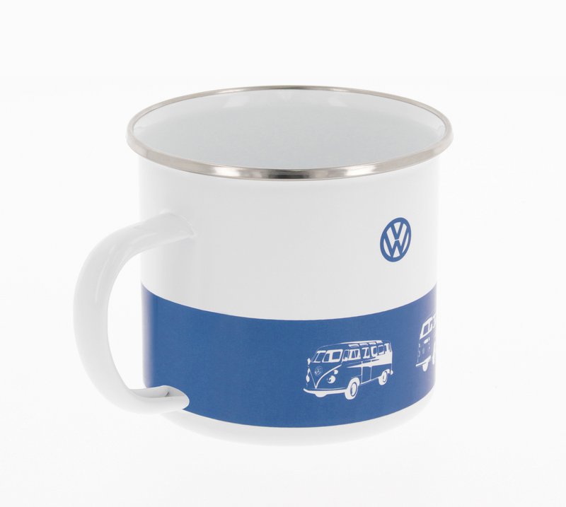 Volkswagen VW T1 Bus Tasse en émail 500 ml dans une boîte cadeau - Bus classique/Bleu/Blanc