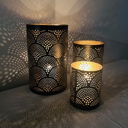 Candle Lantern Black & Gold