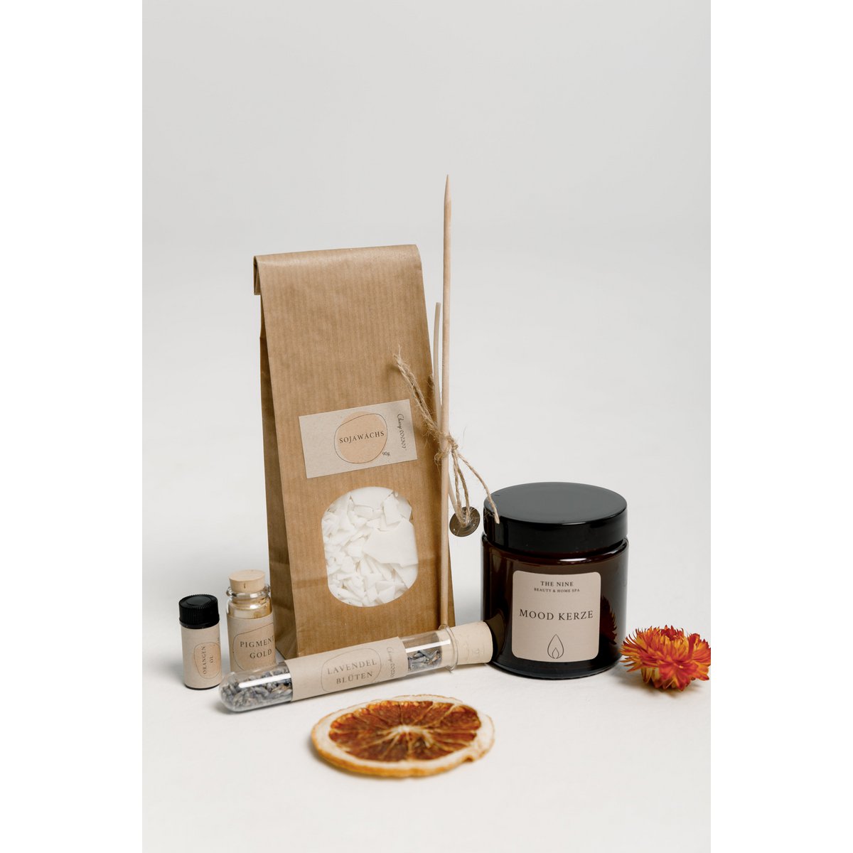 CANDLE BOX MINI - DIY SET MAKE CANDLES YOURSELF - DIY Kit brown glass
