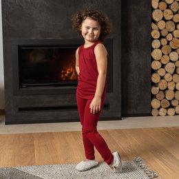 Kids Merino 160 Set Débardeur & Bas Royal Cherry