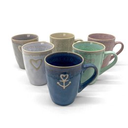 Steengoed mok met handvat "Hart" roze