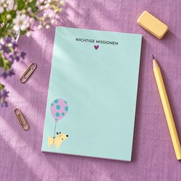 Notizblock A6 Hund „Wichtige Missionen“ - in Mint - 50 Blatt aus Recyclingpapier 
