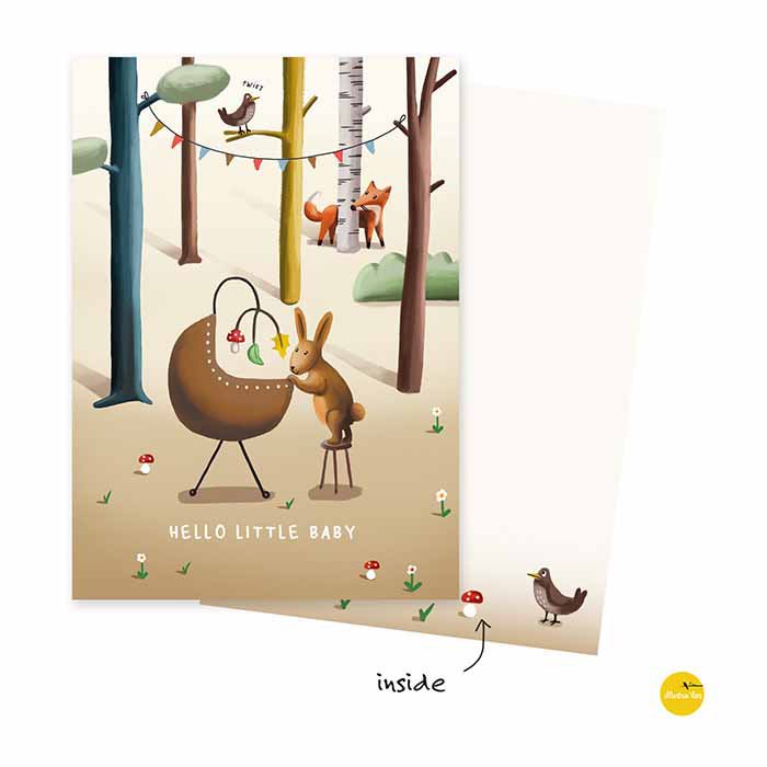 greeting card Hello little baby (folded card)