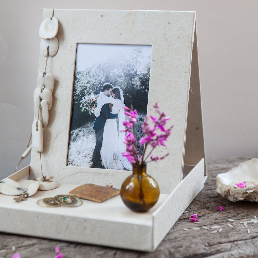 Shrine in a Box | personal altar | flower of life | off white | handmade paper | fair trade | Nepal