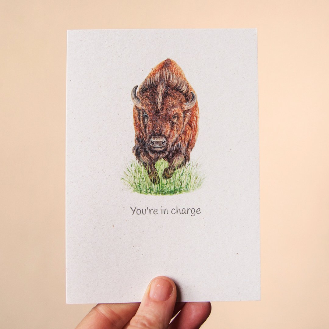 Cute 'You're in charge' Bison Greeting Card