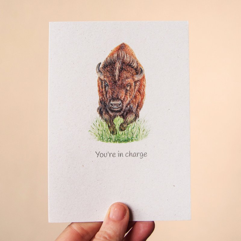 Cute 'You're in charge' Bison Greeting Card