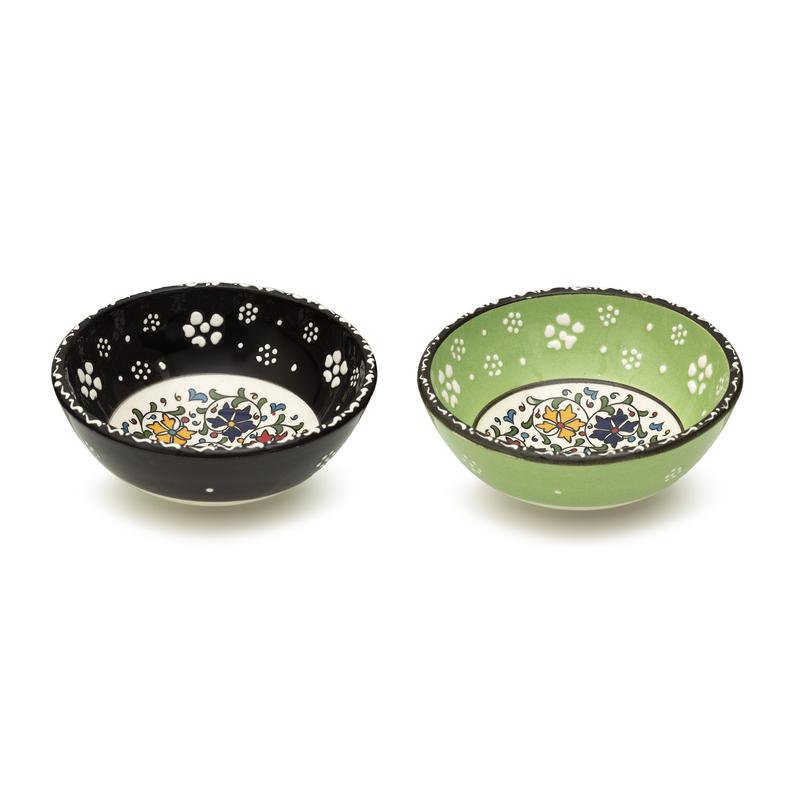 Juego de 2 cuencos decorativos de cerámica - 15 cm hechos a mano